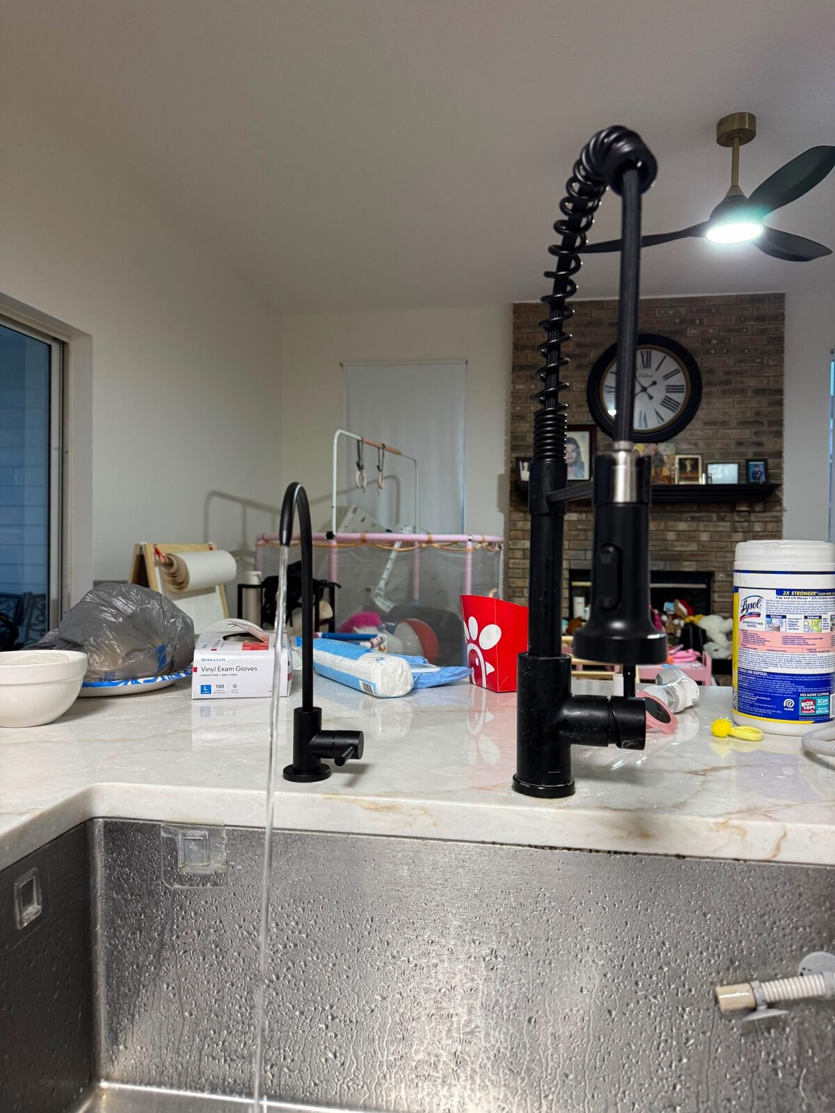 Pro spring faucet · marble counter